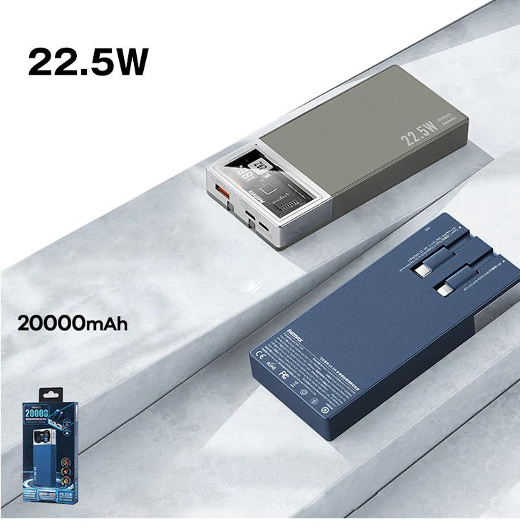 【ブルー】REMAX モバイルバッテリー 20000mAh 急速充電 小型 軽量 iPhone iPad Android Type-c IPH USB 22.5W