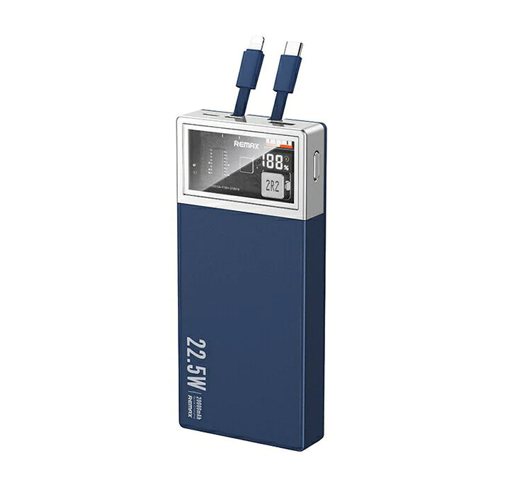 【ブルー】REMAX モバイルバッテリー 20000mAh 急速充電 小型 軽量 iPhone iPad Android Type-c IPH USB 22.5W