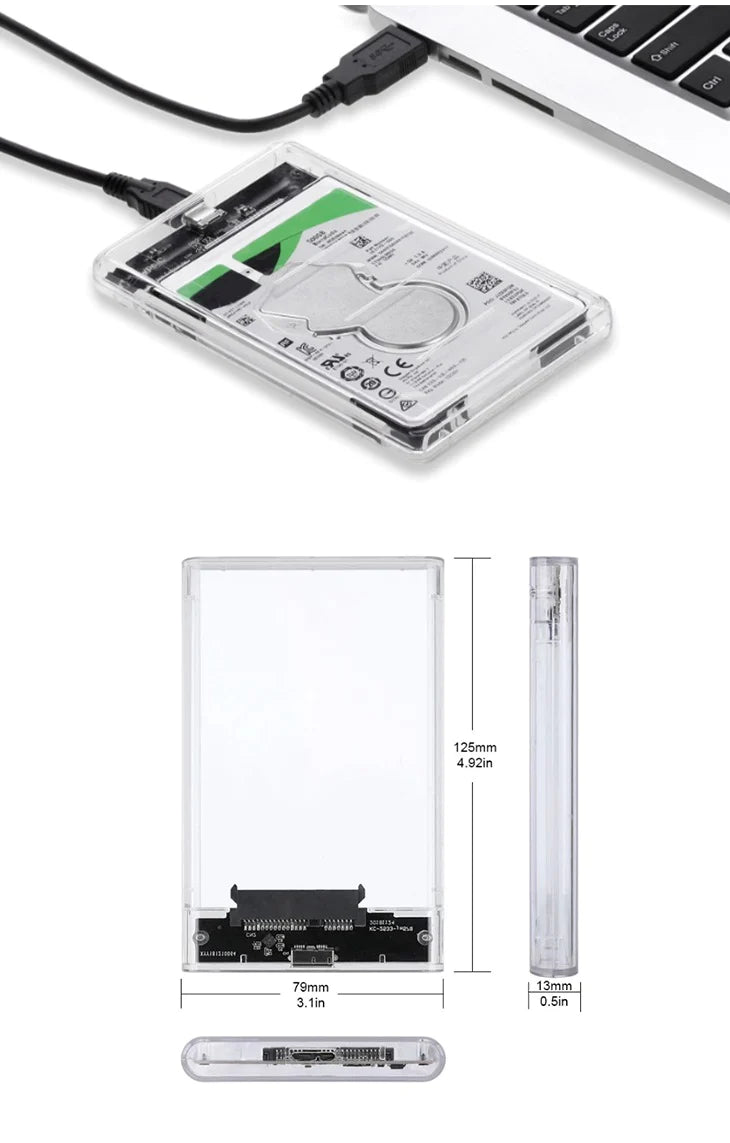 透明 HDD/SSDケース 工具不要 ドライブ 視える化 外付けケース ハードディスクドライブ クリアケース