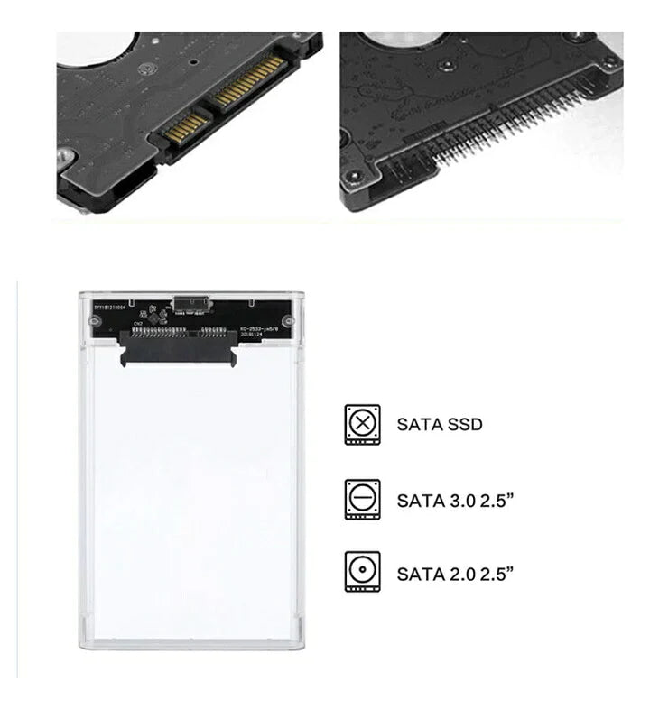 透明 HDD/SSDケース 工具不要 ドライブ 視える化 外付けケース ハードディスクドライブ クリアケース