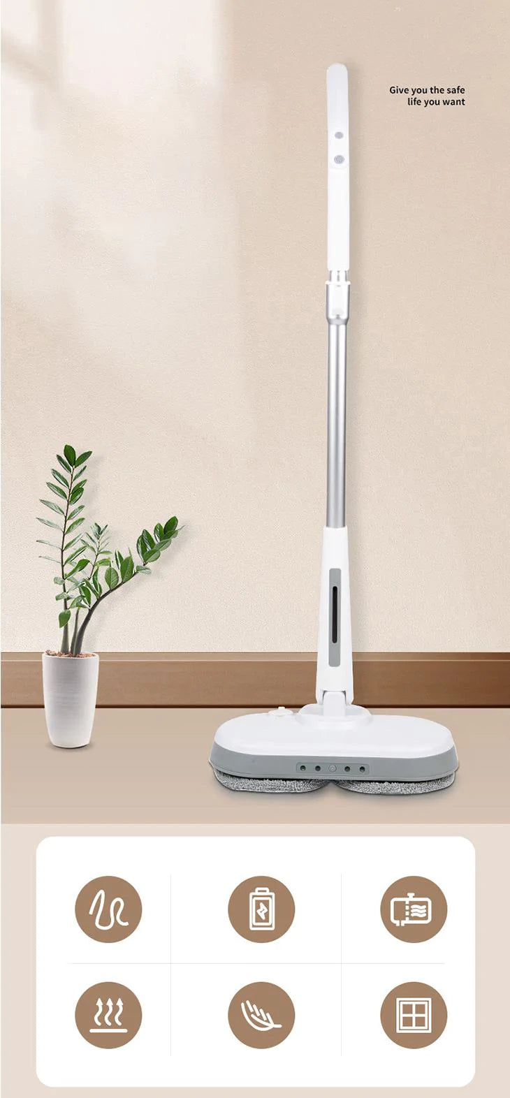 電動モップ ワイパー 静音 消毒 自走式 水拭き コードレス 充電式 省エネ 長さ調節 コンパクト収納 掃除機 クリーナー フロアモップ LED照明 畳OK 軽量
