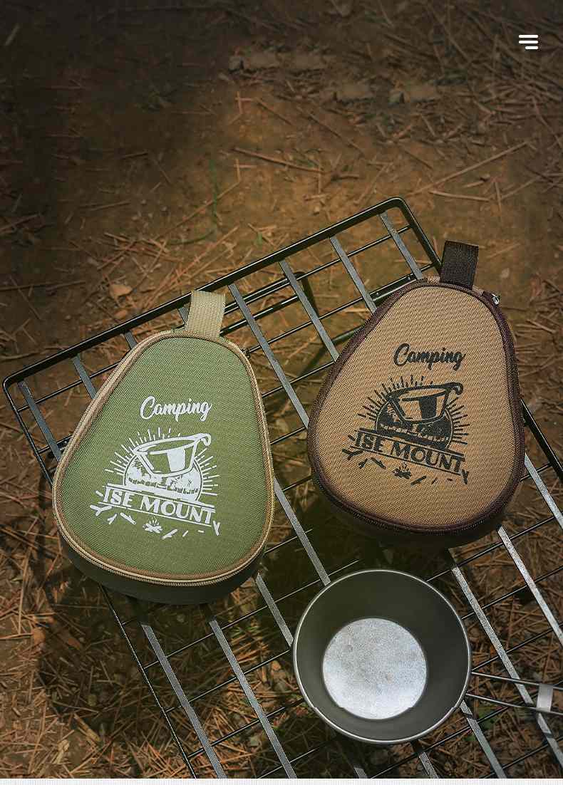 【カーキ】食器収納 キャンプ用バッグ コップ 保護バッグ アウトドア 便利グッズ おしゃれ 食器用 コンパクト 小さい かさばらない 多用途 シェラカップ
