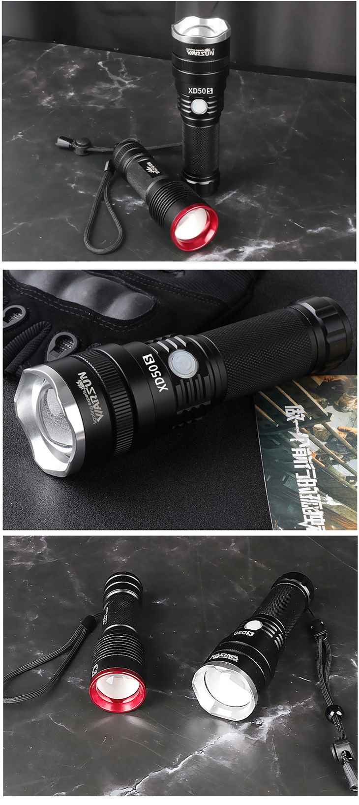 高輝度 LED 懐中電灯 USB充電式 電池残量 防水キャンプ アウトドア 防災 ハンディライト コンパクト 強力 マグネット 4モード