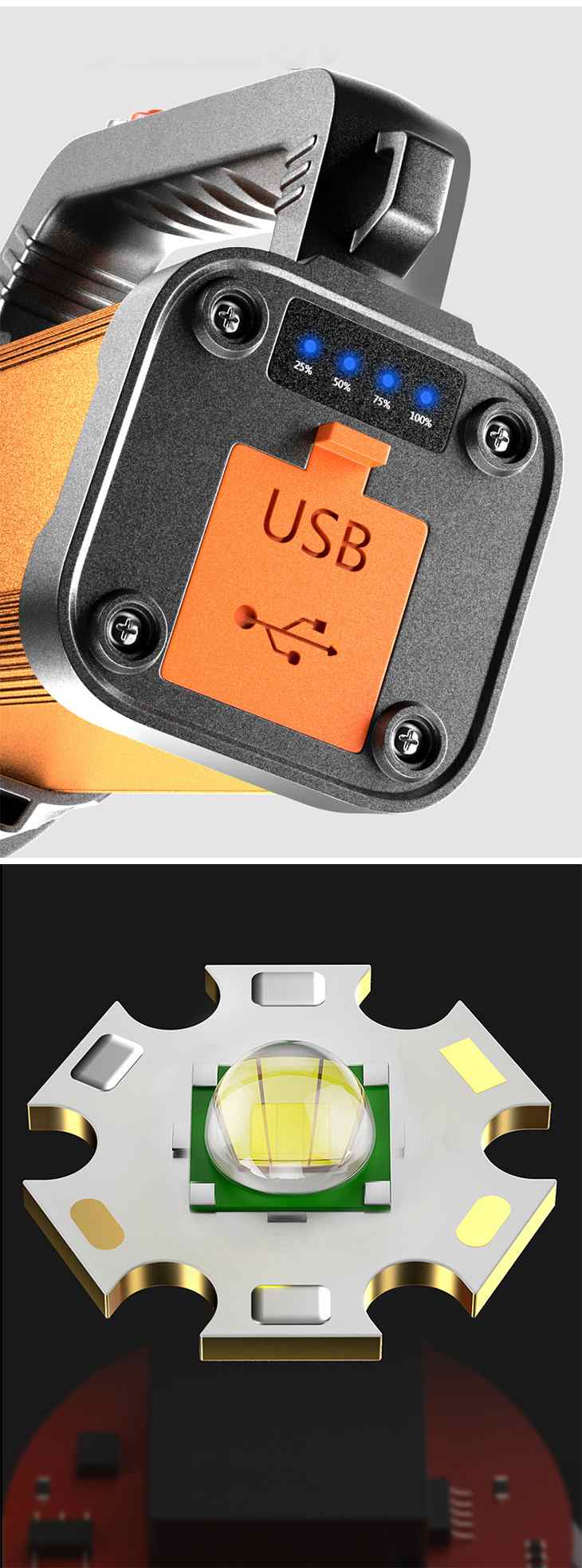 懐中電灯 LEDライト ランプ  強力 アウトドア 防災 防水 USB充電式 電池残量表示 モバイルバッテリー ハンディライト 超高輝度 防犯 屋外 フラッシュライト