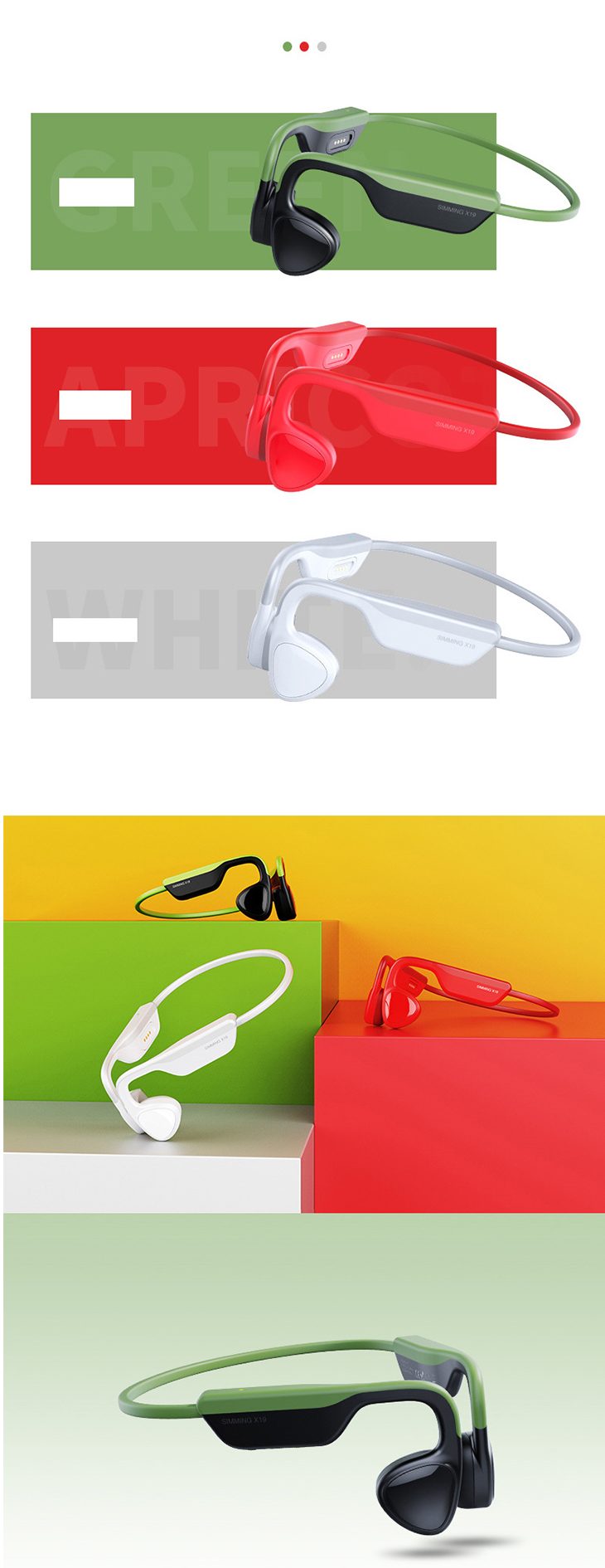 【グリーン+ブラック】マイク付き Bluetooth ワイヤレス ヘッドセット イヤホン 防水 高音質 コンパクト 便利 柔軟性 おしゃれ 骨伝導 メモリ機能 ヘッドホン