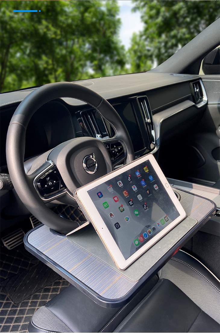 【ブラックBTYPE】車用トレイ ハンドルテーブル 取付簡単 フードトレイ ドリンクホルダー 事務作業 車中泊にも 運転席用 食事 仕事 高品質 両面使える