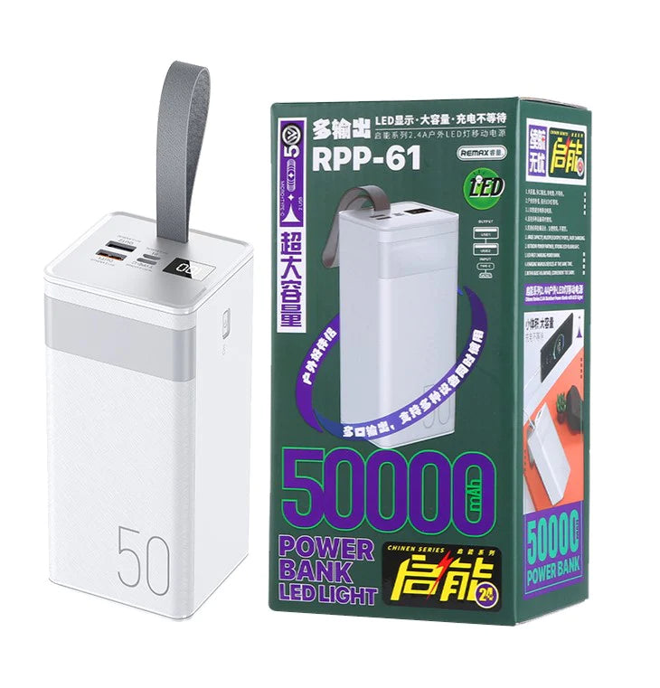 REMAX モバイルバッテリー 50000mAh 大容量 2口 2ポート 急速充電 小型 軽量 iPhone iPad Android Type-c IPH USB 10W