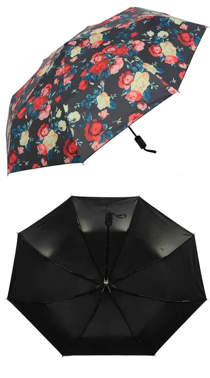 晴雨兼用 折りたたみ コンパクト 花柄 アンブレラ 傘 ワンタッチオープン ユニセックス 男女兼用 パラソル ジャンプ傘 UV 撥水