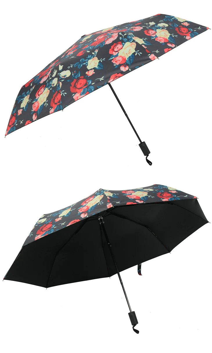 晴雨兼用 折りたたみ コンパクト 花柄 アンブレラ 傘 ワンタッチオープン ユニセックス 男女兼用 パラソル ジャンプ傘 UV 撥水