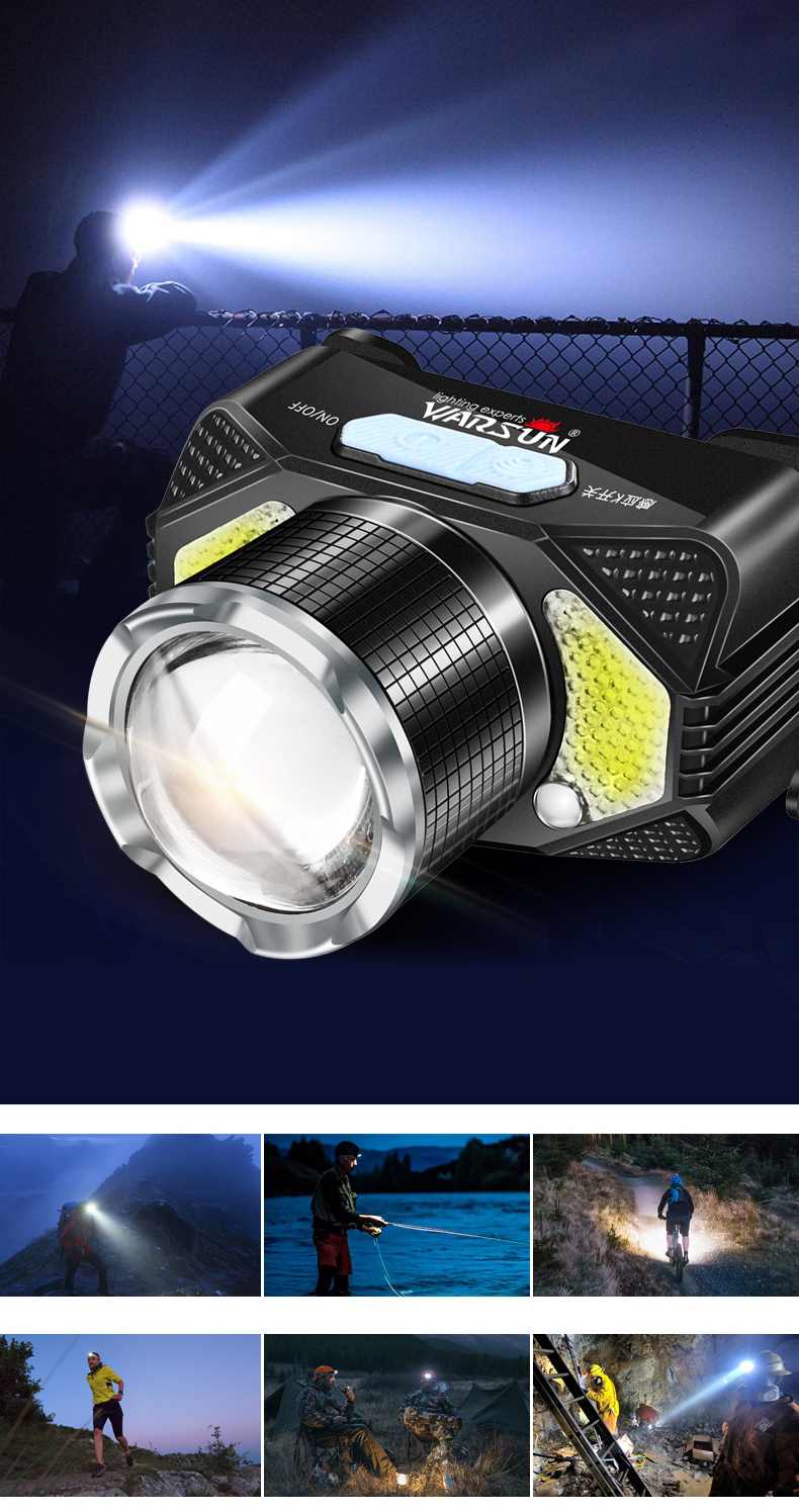 強力光 ヘッド LED ライト 5000ｍ サイズ調整 ヘッドライト 夜釣り キャンプ アウトドア 屋外 高輝度 電池残量 強力照射 4モード 防災 停電対策