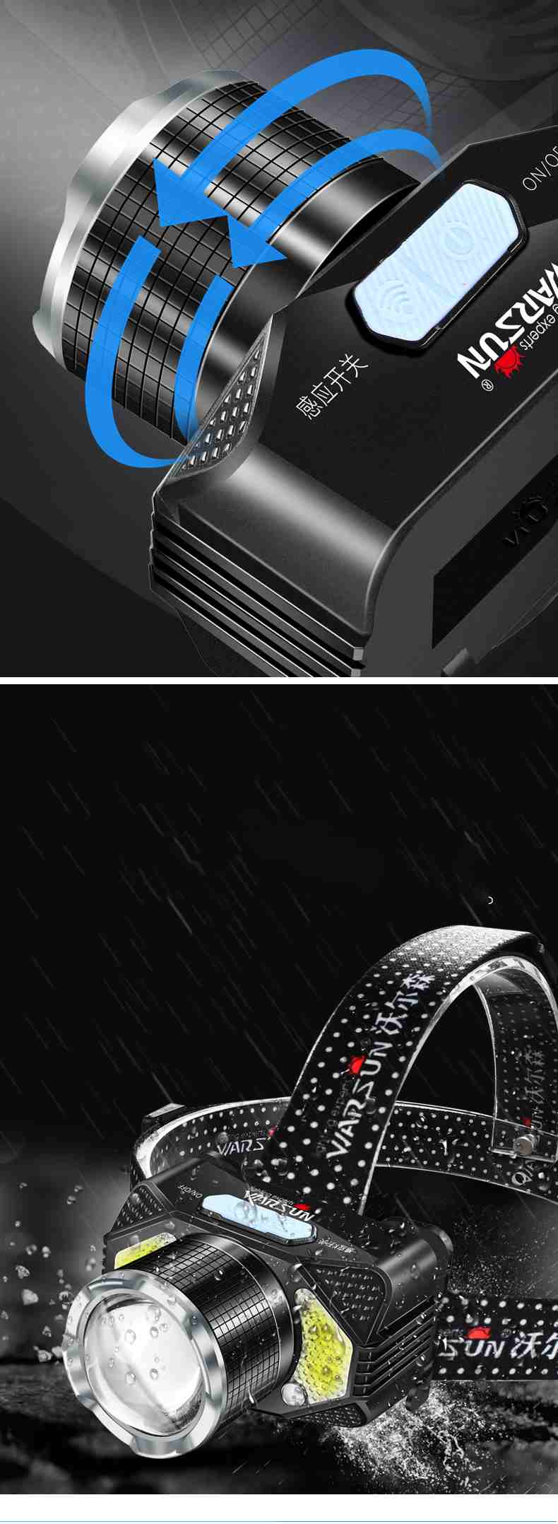 強力光 ヘッド LED ライト 5000ｍ サイズ調整 ヘッドライト 夜釣り キャンプ アウトドア 屋外 高輝度 電池残量 強力照射 4モード 防災 停電対策