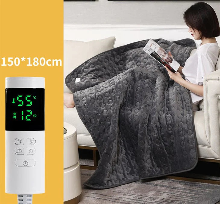 ウォームブランケット 180X150 電気毛布 通気性抜群 洗濯機OK やわらかい ふわふわ 昼寝 ひざ掛け 大判 オフィス 液晶表示 防水