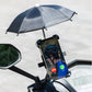 【ブルー】バイク用 スマホホルダー 傘つき 遮光傘 パラソル 晴雨兼用 反射防止 見やすい 携帯ホルダー 自由調整 360度回転 簡単着脱 2点セット 自転車 高品質