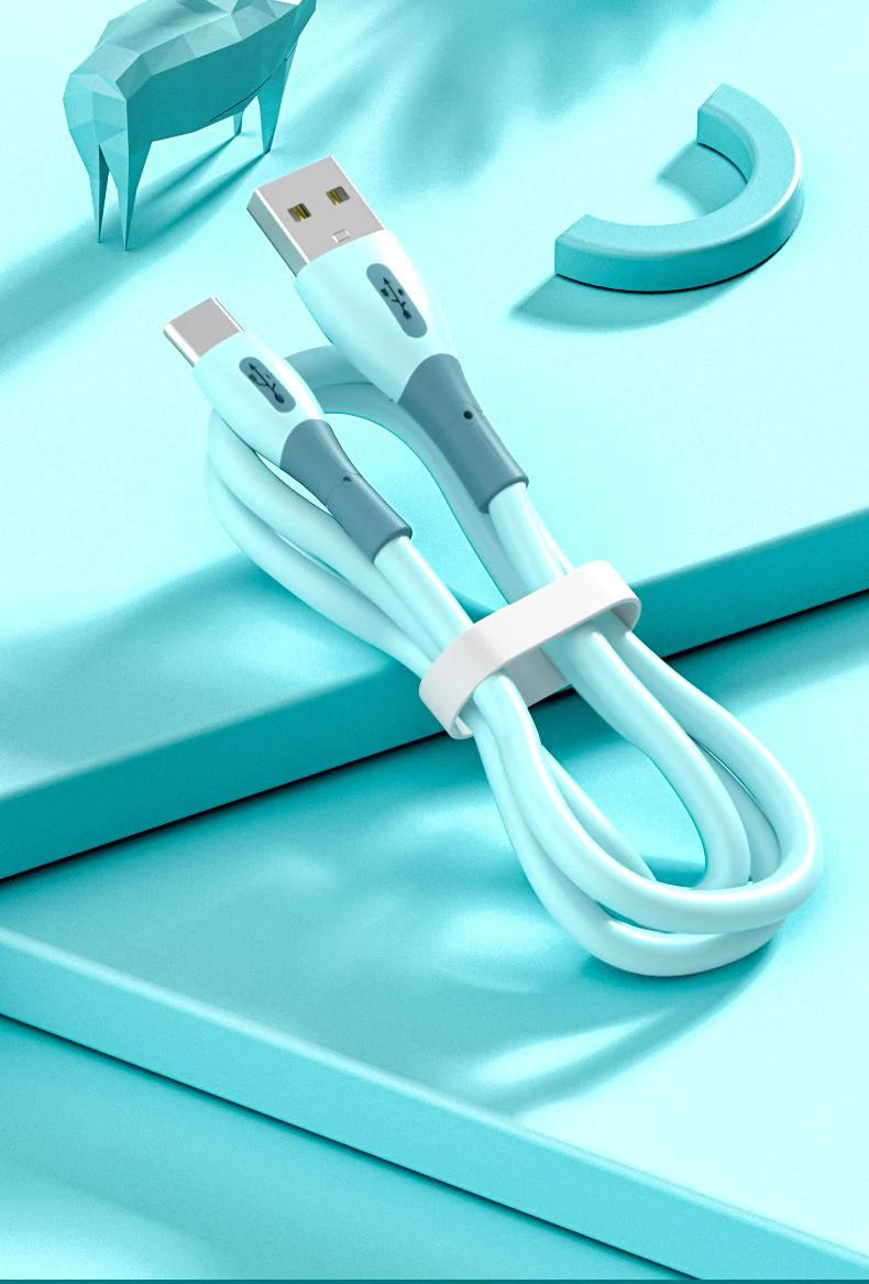 【ピンク】USB Android 3A 汚れにくい シリコン 水洗いOK Type-C 充電ケーブル 充電器 コード 急速充電 断線防止 高耐久 データ転送 スマホ タイプC  iPhone