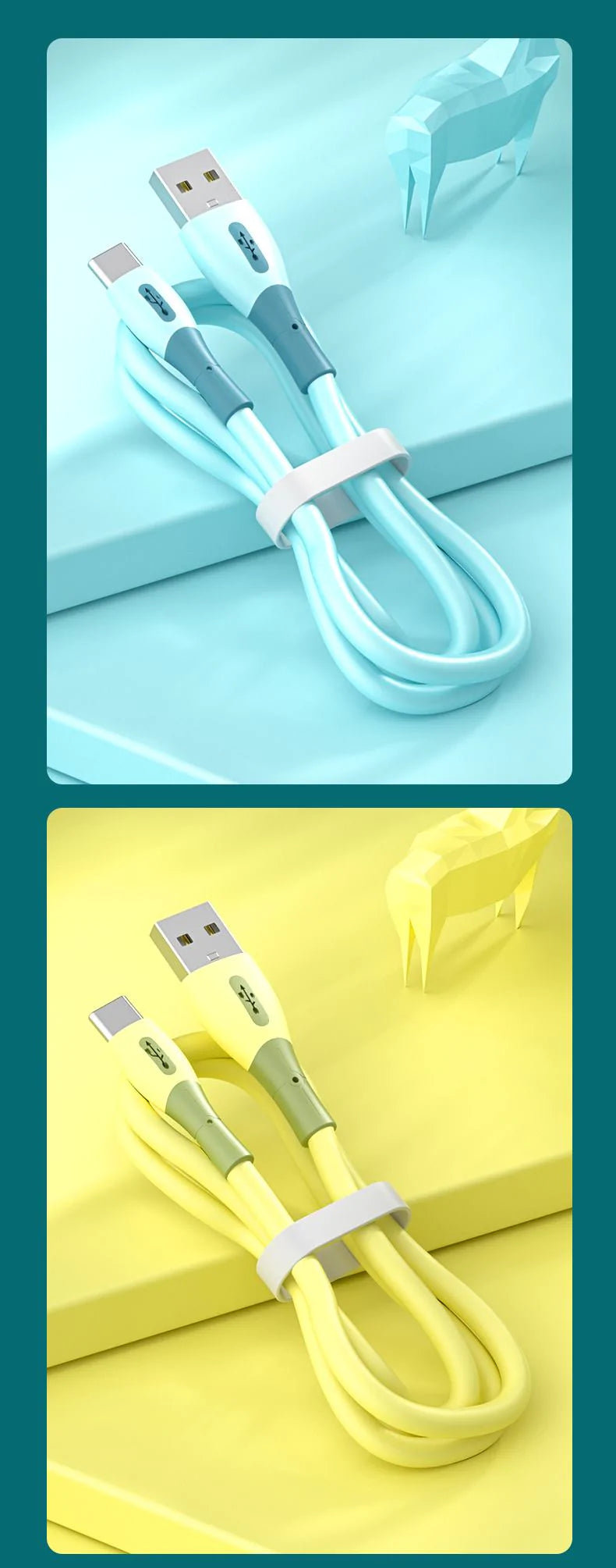 【ブルー】USB Android 3A 汚れにくい シリコン 水洗いOK Type-C 充電ケーブル 充電器 コード 急速充電 断線防止 高耐久 データ転送 スマホ タイプC  iPhone