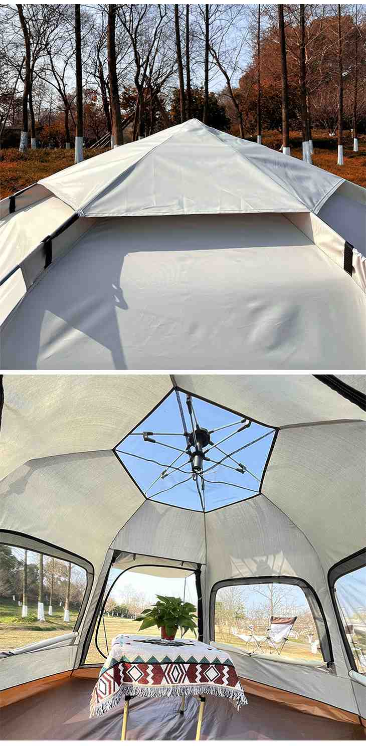 六角形テント テント キャンプ 屋外 ポータブル折りたたみ ピクニック 屋外キャンプ 防雨 自動ポップアップ キャンプ用品 6人用 防水 防災