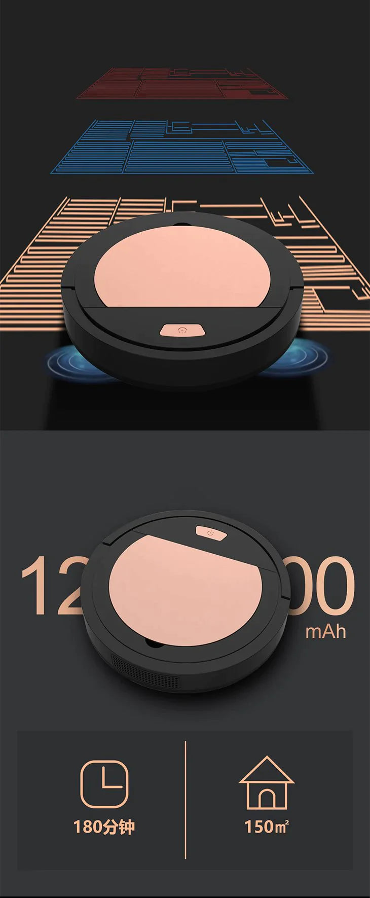 【ホワイト】USB充電 スマートロボ 掃除機 ロボット掃除機 自動 大容量バッテリー 長持ち ほこり 掃除 クリーナー 静か 静音 スリムデザイン