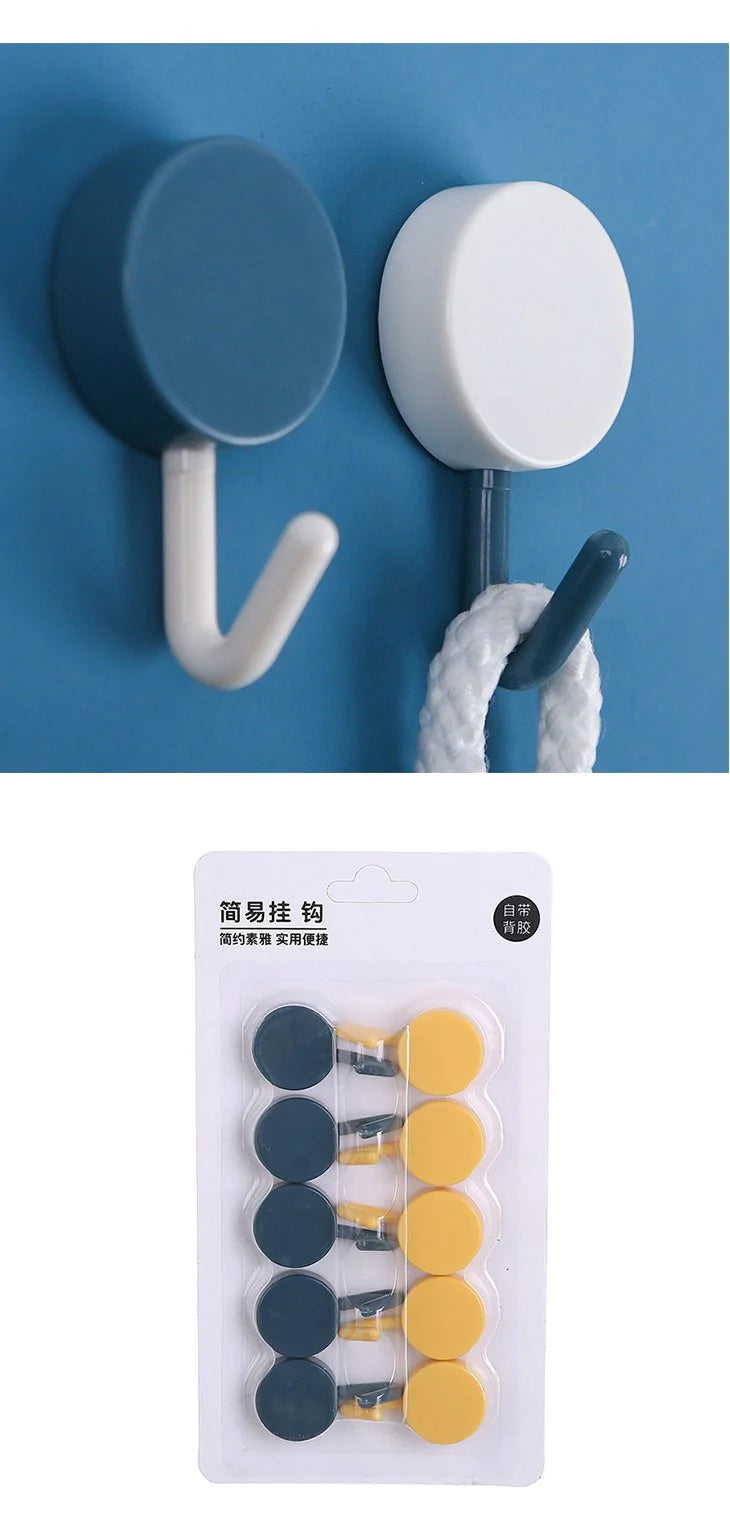 【ブラック+ホワイト】多機能 キッチンフック フック 鍵 強力粘着 キーフック 丸い かわいい こっくり インテリア 壁掛け 北欧 おしゃれ シンプル ウォールフック シール 貼り付け