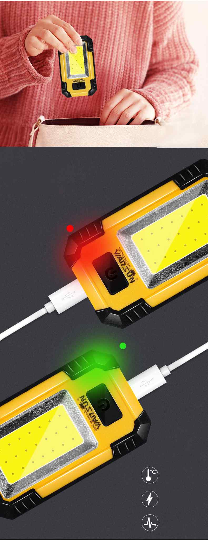30W LED作業灯 ランタン ワークライト アウトドア キャンプ COB USB 充電式 マグネット 投光器 非常時 防災 停電 自動車整備 夜間作業 ハンディライト コンパクト
