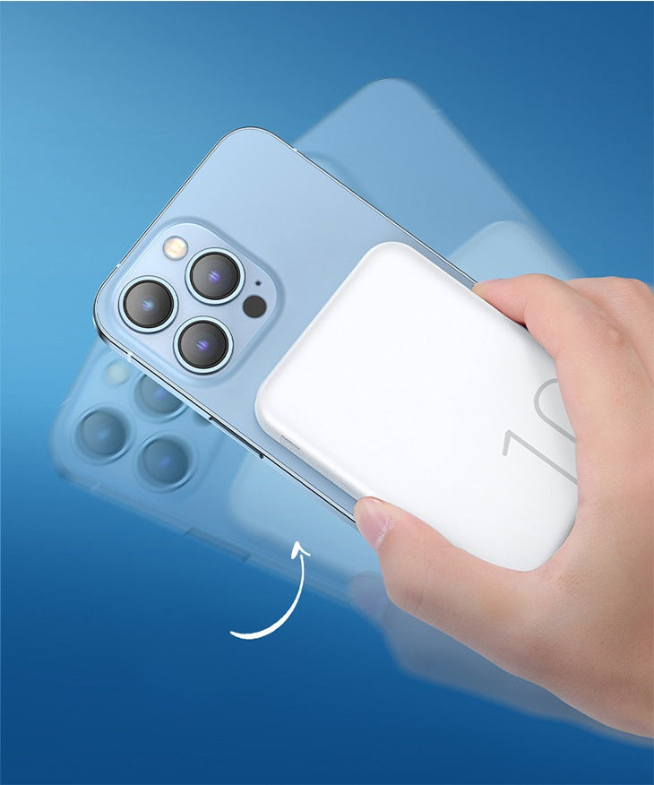 【ホワイト】20Ｗ ワイヤレス充電 置くだけ充電 急速充電 iPhone android 多対応 コンパクト 軽量 大容量バッテリー マグネット 磁力 磁気