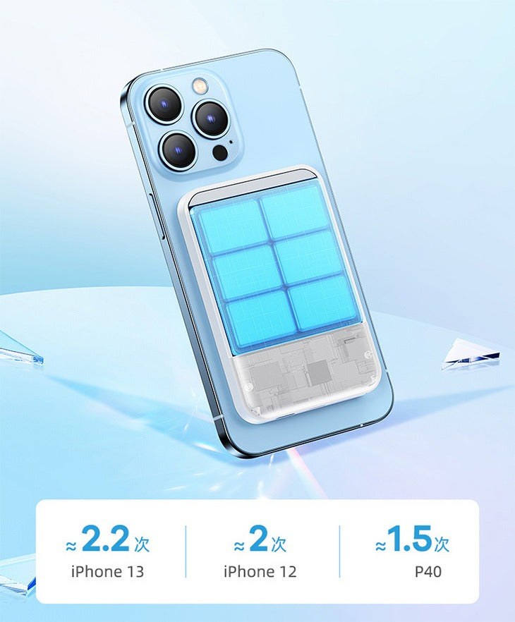【ホワイト】20Ｗ ワイヤレス充電 置くだけ充電 急速充電 iPhone android 多対応 コンパクト 軽量 大容量バッテリー マグネット 磁力 磁気