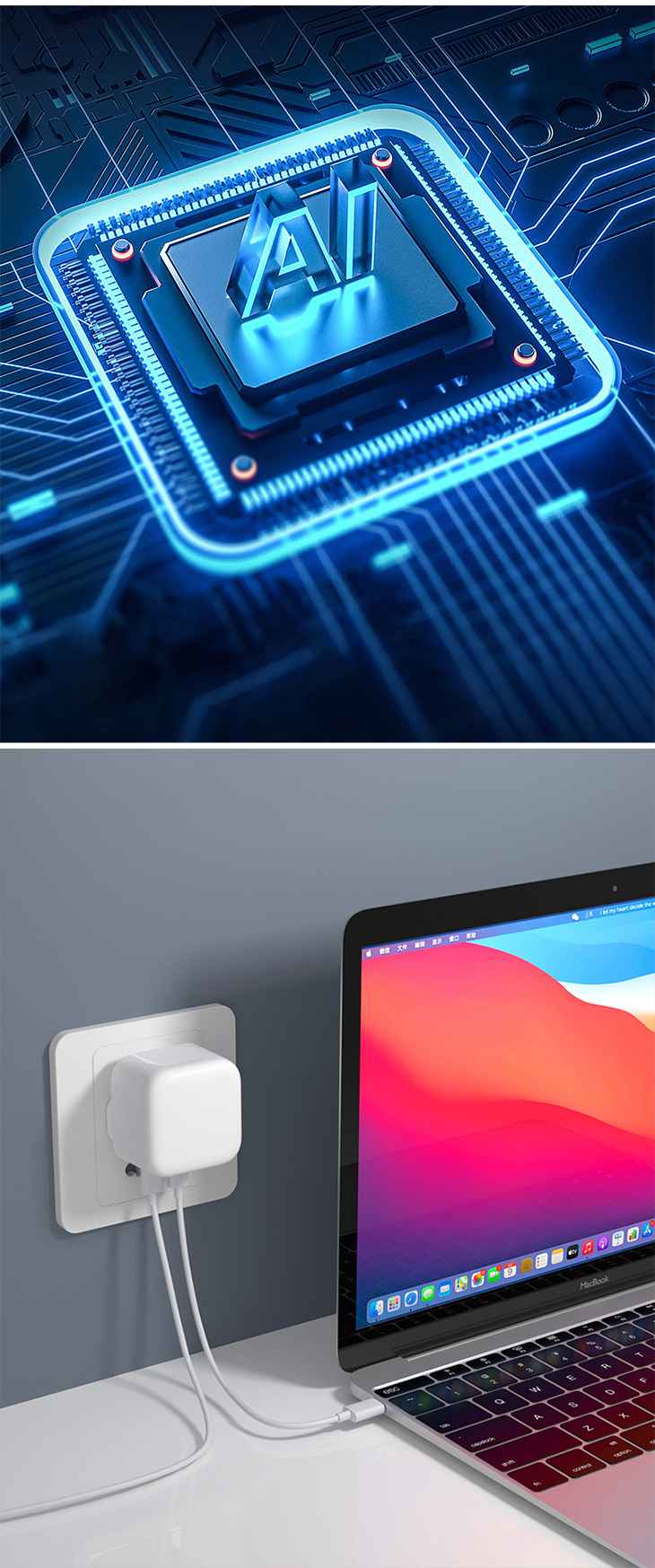 35W デュアル USB type-C ポート搭載 コンパクト電源アダプター ACアダプター iPhone 充電 android コンセント コンパクト 同時充電可能