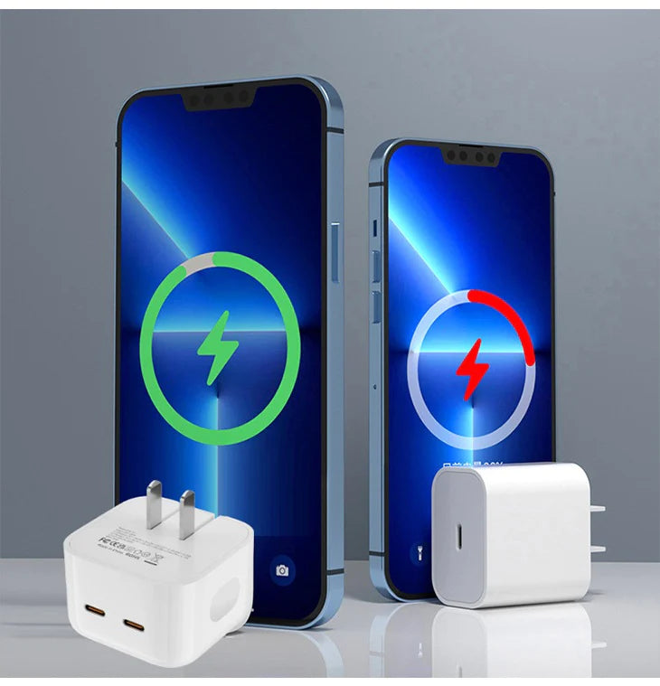 35W デュアル USB type-C ポート搭載 コンパクト電源アダプター ACアダプター iPhone 充電 android コンセント コンパクト 同時充電可能