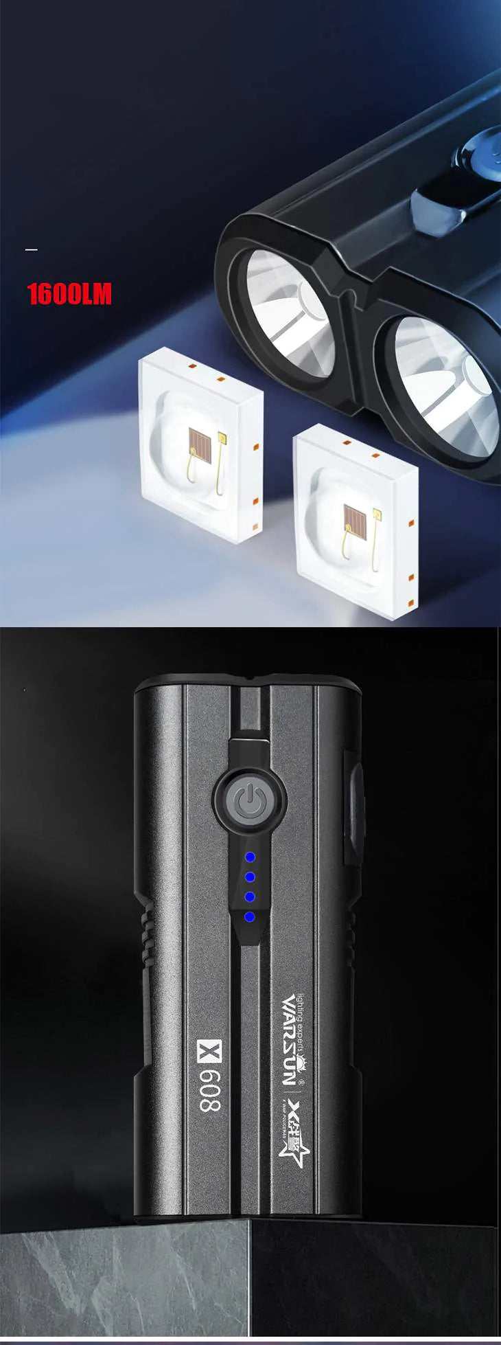 LED 防水ライト ダイビング 充電式 屋外照明 自転車 ワークライト 作業灯 コンパクト 小型 ハイパワー 強力照射 大容量バッテリー USB