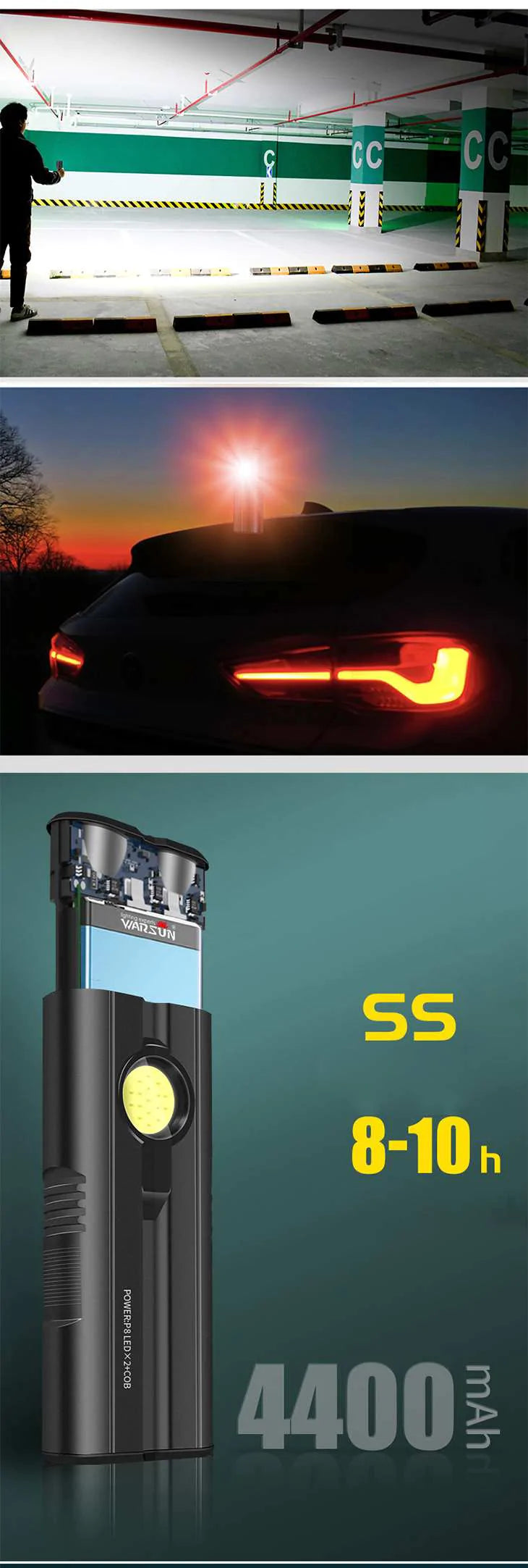 LED 防水ライト ダイビング 充電式 屋外照明 自転車 ワークライト 作業灯 コンパクト 小型 ハイパワー 強力照射 大容量バッテリー USB