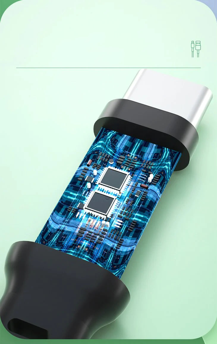【グリーン】巻き取り式 3in1 マルチ充電 充電ケーブル ライトニングケーブル USB 急速充電 同時充電 3台 多機種対応