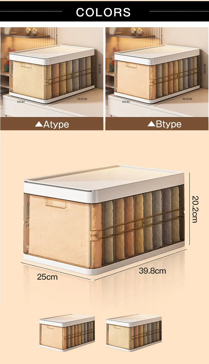 【ATYPE(収納7箇所)】衣類整理ボックス box 大容量 透明 中身がわかる スライド 仕切り 積み重ね可能 取りやすい 引き出し式 コンパクト収納 デッドストック活用