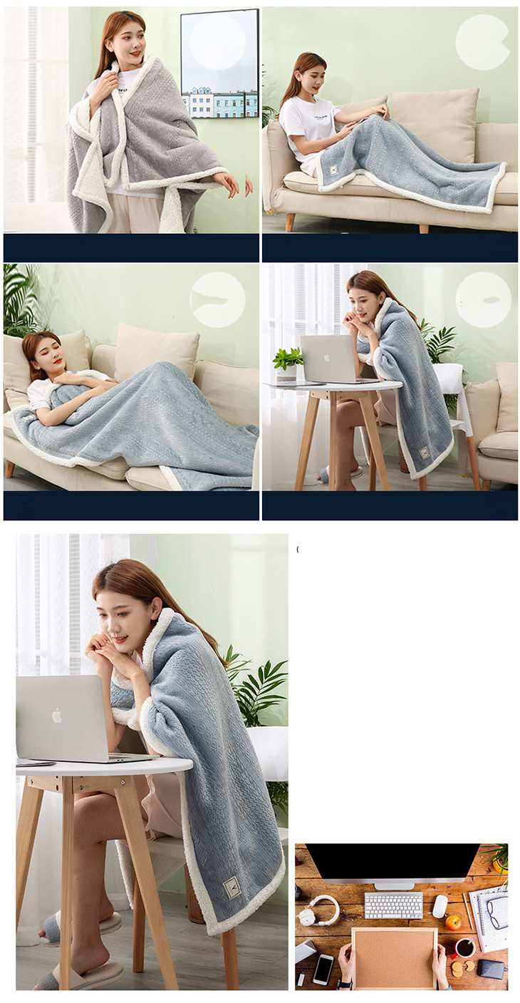 【グレー】着る毛布 ボア 85㎝X120cm 防寒対策 冷え性対策 あたたかい ケーブル編み風 おしゃれ かわいい ひざ掛け ブランケット お昼寝 ふわふわ もこもこ