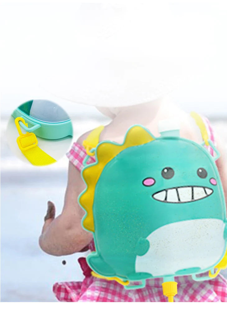 【ドラゴンピンク】水鉄砲 アクアガン プール 水遊び かわいい ひも付き 背負える 子供 キッズ おもちゃ お風呂 恐竜 かに カラフル 玩具