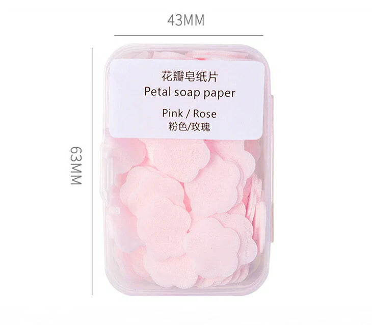 4個セット 紙石鹸 ペーパーソープ 花形 フラワー ソープシート せっけん 収納ボックス 携帯せっけん コンパクト 持ち運び かわいい レモン ミルク バラ ジャズミン