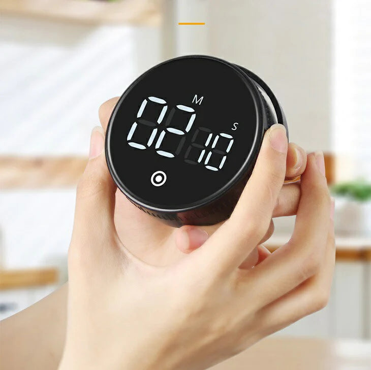 【ブラック】タイマー 集中力UP キッチンタイマー タイマー 時計 音無し可能 大画面 カウントダウン デジタルタイマー 回転式 磁石 音量切替機能 マグネット付き タイマー ワンボタン操作 料理 学習用 時間管理 携帯便利