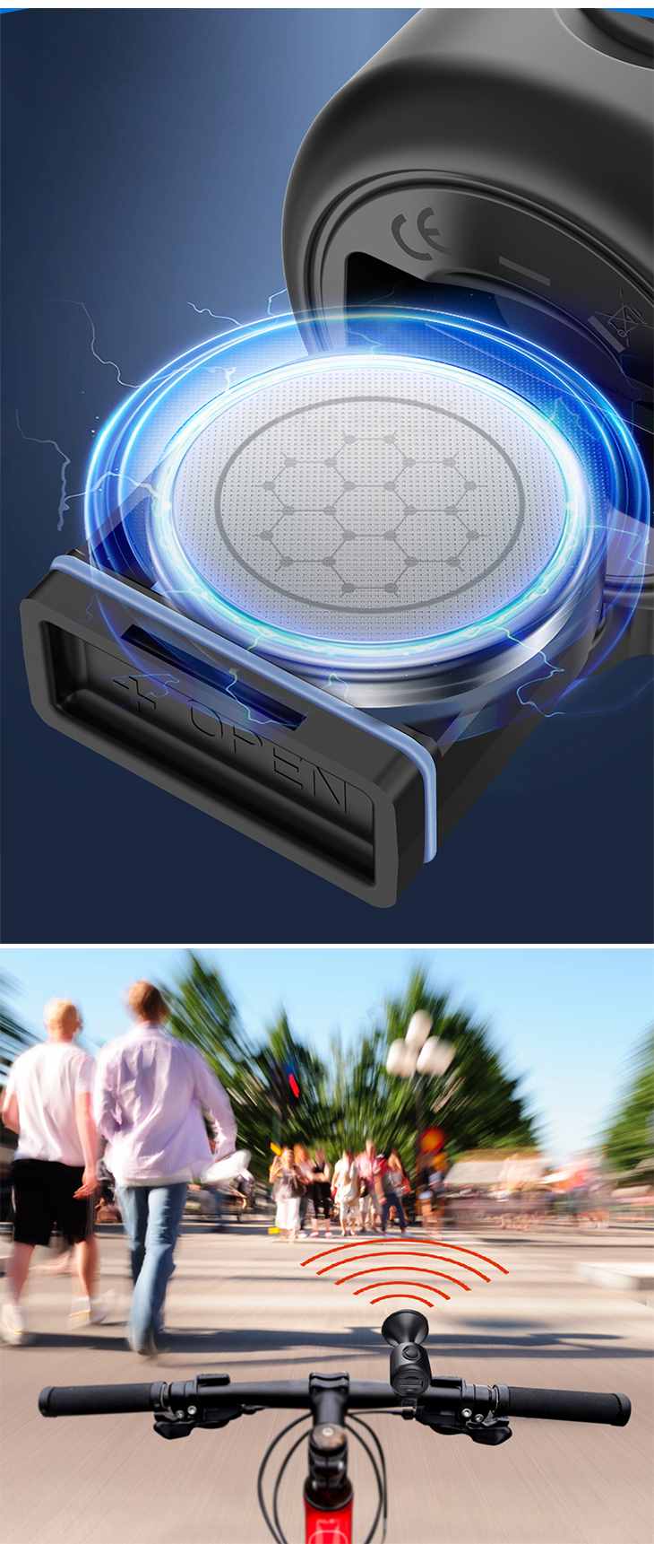 【レッド】自転車用ホーン ベル 電子ホーン 防水 サイクルベル 軽量 コンパクト 大音量 ロードバイク マウンテンバイク 折りたたみ自転車 警音器