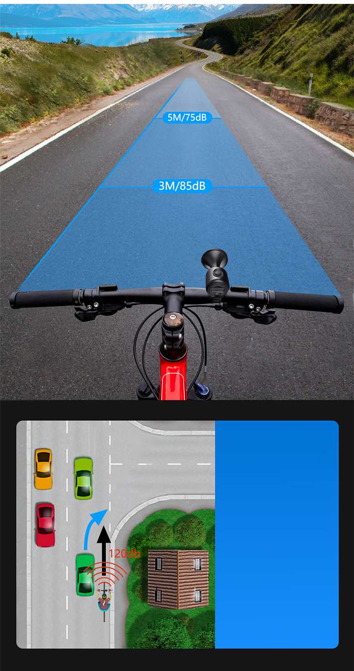 【ブラック】自転車用ホーン ベル 電子ホーン 防水 サイクルベル 軽量 コンパクト 大音量 ロードバイク マウンテンバイク 折りたたみ自転車 警音器