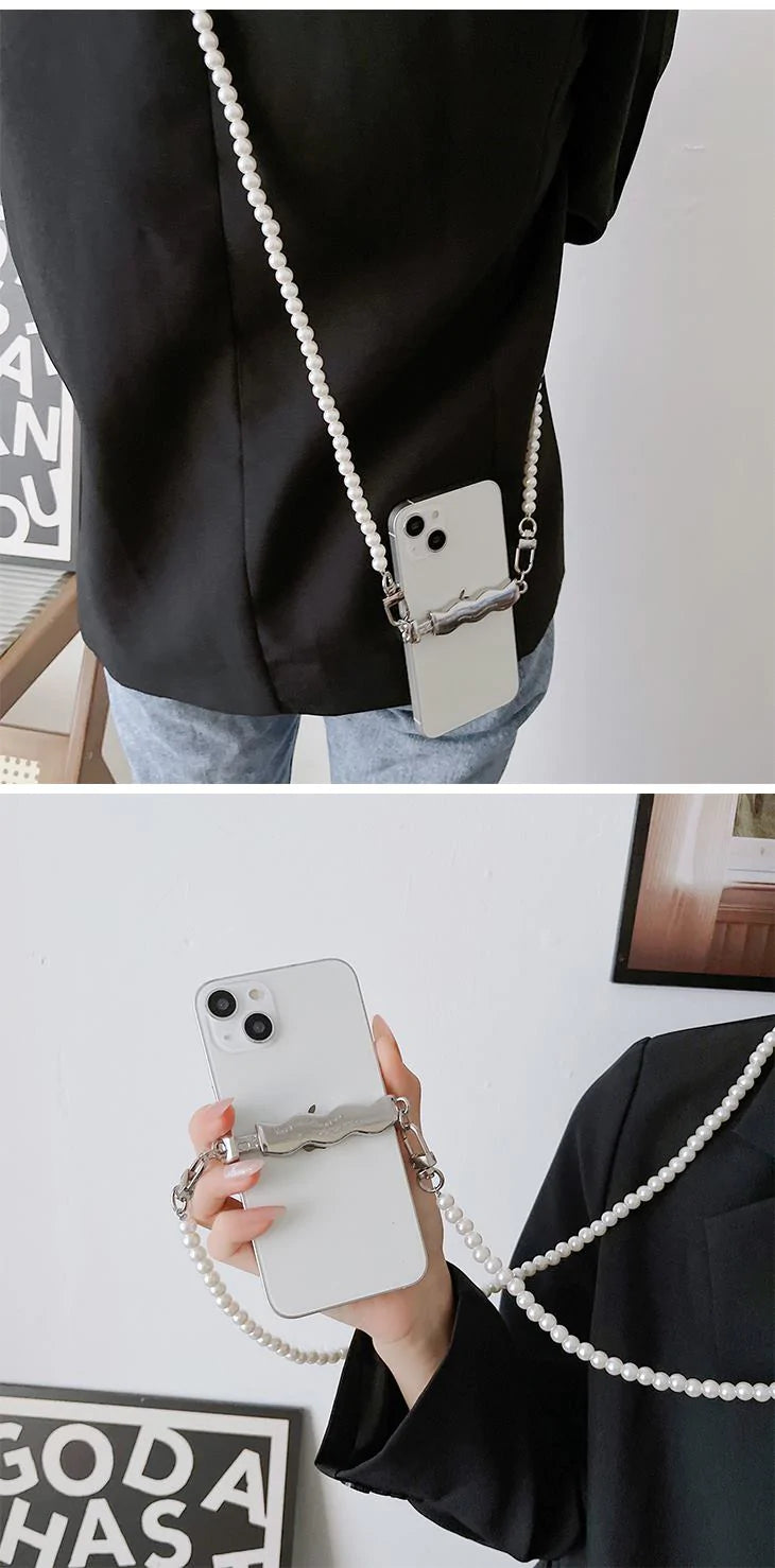 パールストラップ 韓国風 iPhoneケース アイフォン iPhone13 肩掛け ストラップ かわいい おしゃれ ファッション センス シンプル 無地 トレンド感