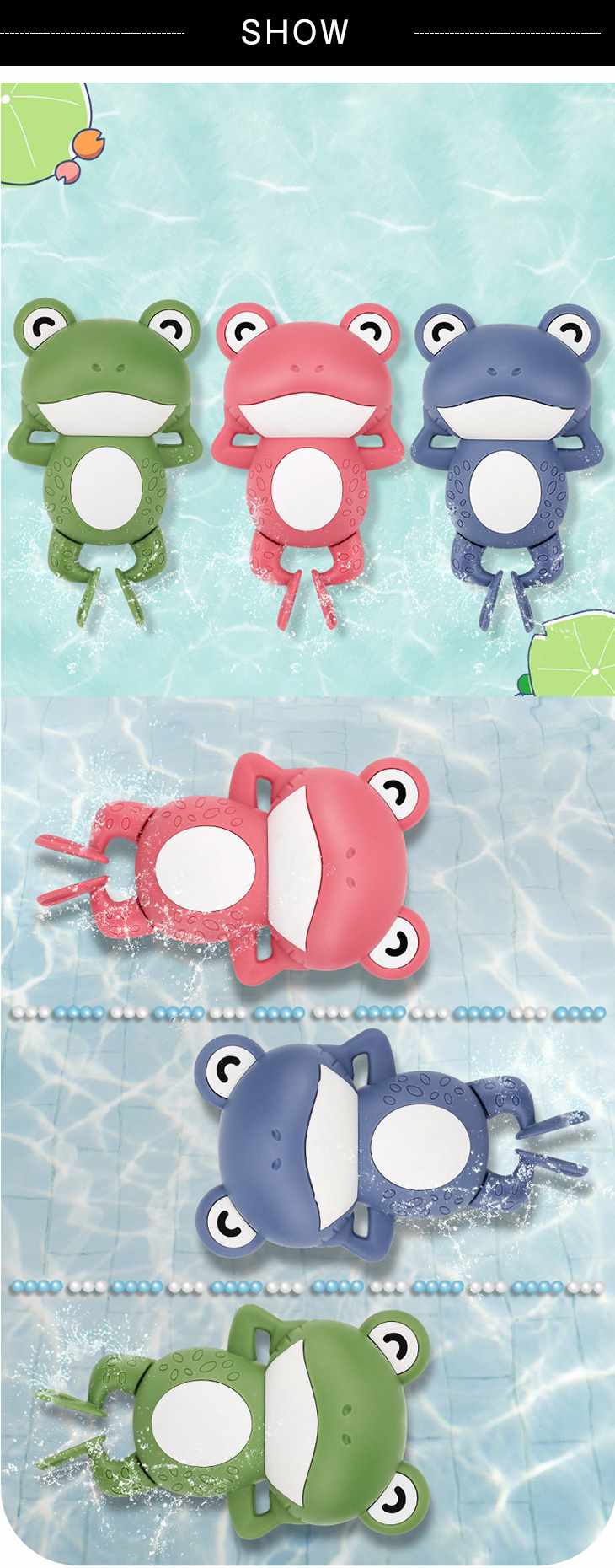 【グリーン】かえる おもちゃ 電動 動く 水遊び お風呂 浮力玩具 ゼンマイ 安全素材 かわいい プレゼント 子供 キッズ 蛙 玩具