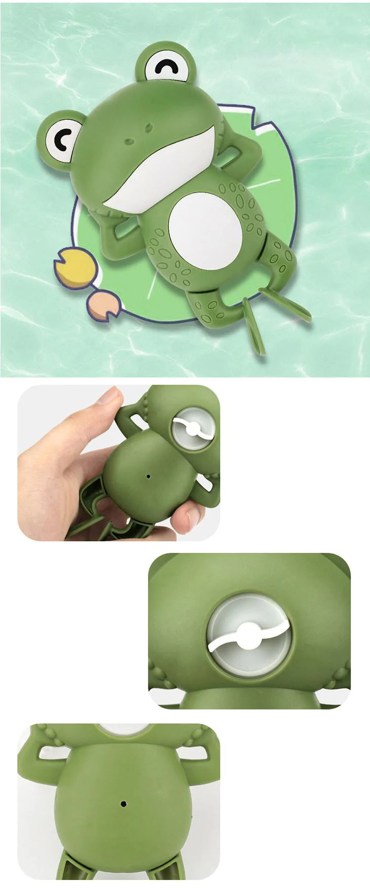 【グリーン】かえる おもちゃ 電動 動く 水遊び お風呂 浮力玩具 ゼンマイ 安全素材 かわいい プレゼント 子供 キッズ 蛙 玩具