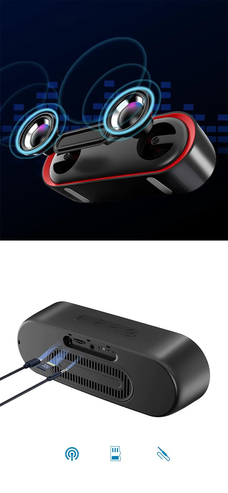 【ブルー】bluetooth スピーカー ワイヤレススピーカー マイク搭載 高音質 おしゃれ コンパクト 重低音 充電式 大音量 ブルートゥーススピーカー usb LED スマホスピーカー ハンズフリー通話 ステレオ