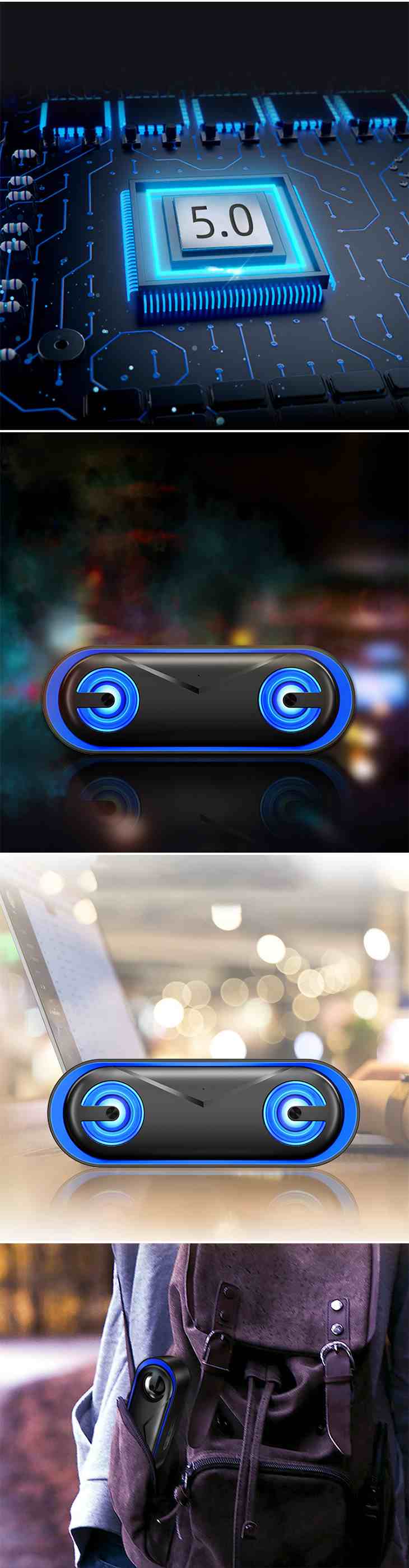 【レッド】bluetooth スピーカー ワイヤレススピーカー マイク搭載 高音質 おしゃれ コンパクト 重低音 充電式 大音量 ブルートゥーススピーカー usb LED スマホスピーカー ハンズフリー通話 ステレオ