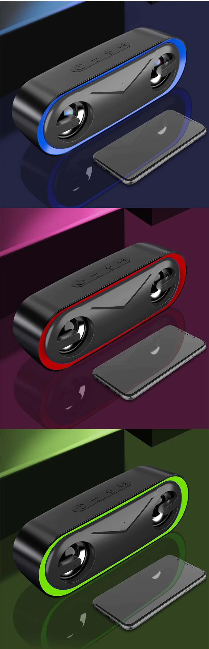 【ブルー】bluetooth スピーカー ワイヤレススピーカー マイク搭載 高音質 おしゃれ コンパクト 重低音 充電式 大音量 ブルートゥーススピーカー usb LED スマホスピーカー ハンズフリー通話 ステレオ