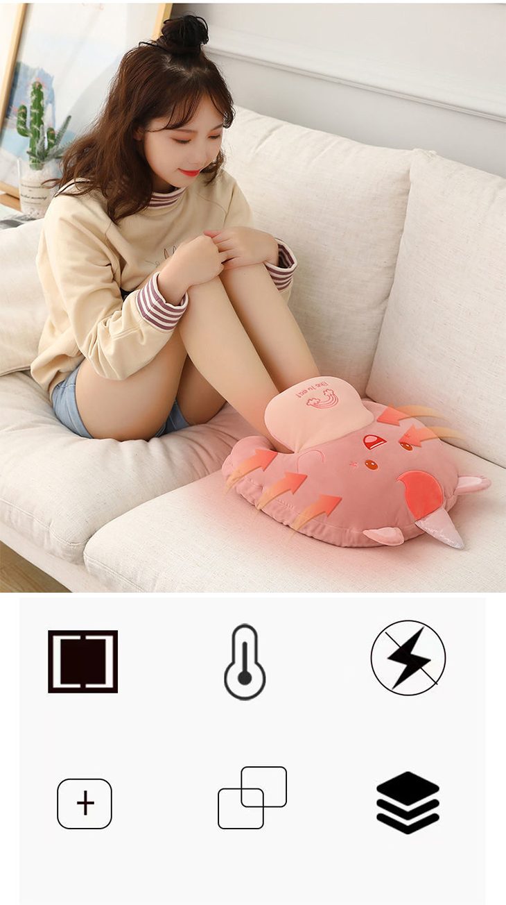 【ピンク】充電式フットウォーマー かわいい ぬいぐるみ 暖かい 電気ウォーマー USB充電加熱 DC電源加熱 湯たんぽ モード選択可能 多機能 冷え性 冷え対策 足元暖房