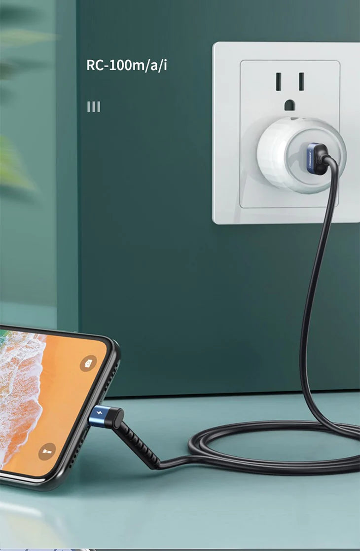【Cブラック】充電ケーブル 充電器 ケーブル USB 1m 急速充電 REMAX iP Micro Type-C L字