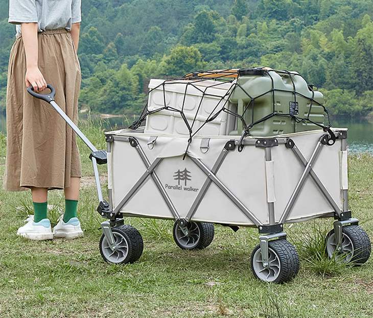 【ブラック+レッド】300㎏ 高耐荷重 160L キャリーワゴン アウトドア キャンプ 荷物運ぶ 大容量　キャリーカート おりたたみ 持ち運び コンパクト 頑丈 スチール 牽引