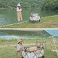【ブラック+レッド】300㎏ 高耐荷重 160L キャリーワゴン アウトドア キャンプ 荷物運ぶ 大容量　キャリーカート おりたたみ 持ち運び コンパクト 頑丈 スチール 牽引