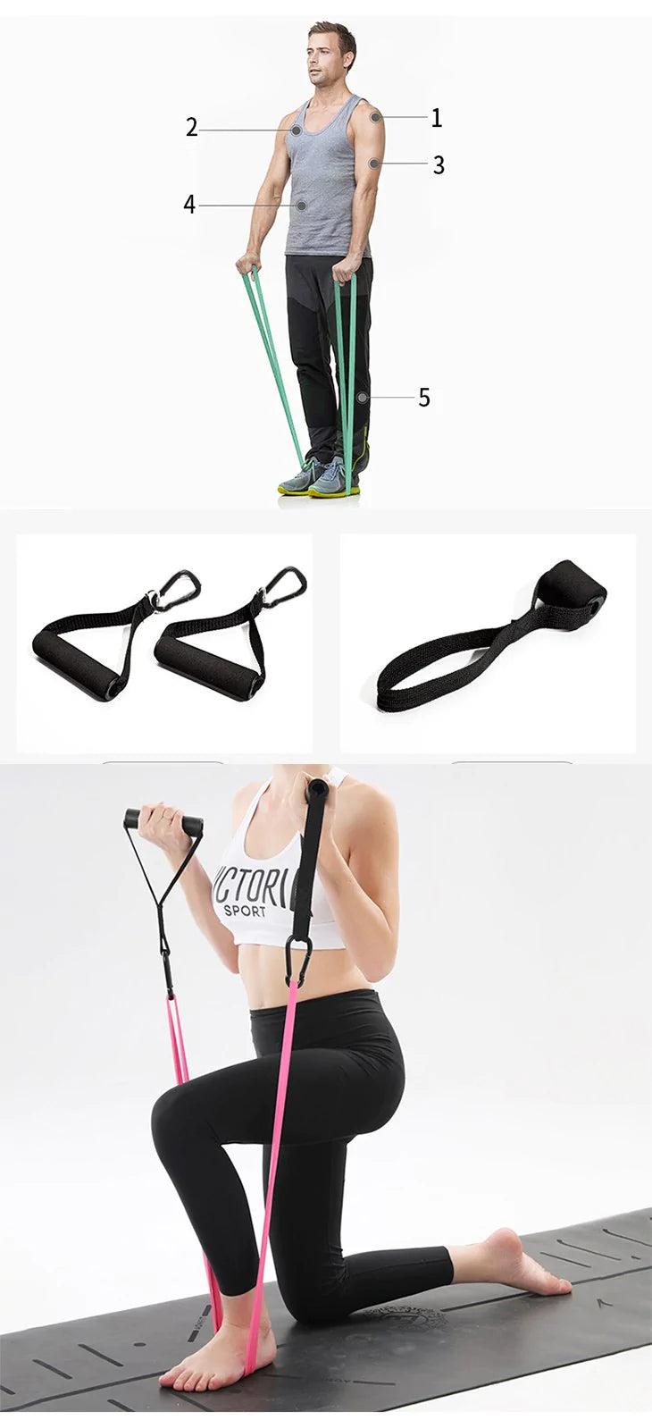 【グレー】フィットネスバンド ダイエット用品 トレーニングチューブ フィットネス 筋トレ エクササイズ ゴムバンド ストレッチ 弾性 補助 サポート