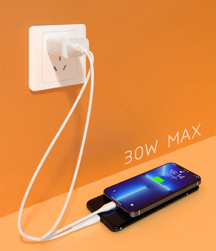 USB充電 ACアダプター 2口 type-C 同時充電 急速充電 超速充電 PD対応 iPhone android iPad 30W 3倍速い 高性能 高品質 コンパクト 持ち運び シンプル