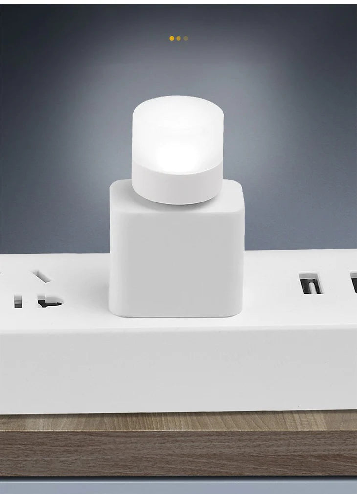 【白色光】USBナイトライト LED 2色展開 常時点灯 持ち運びしやすい コンパクト 常夜灯 暖光 白光 旅行 外出 出張 夜間ライト ミニランプ